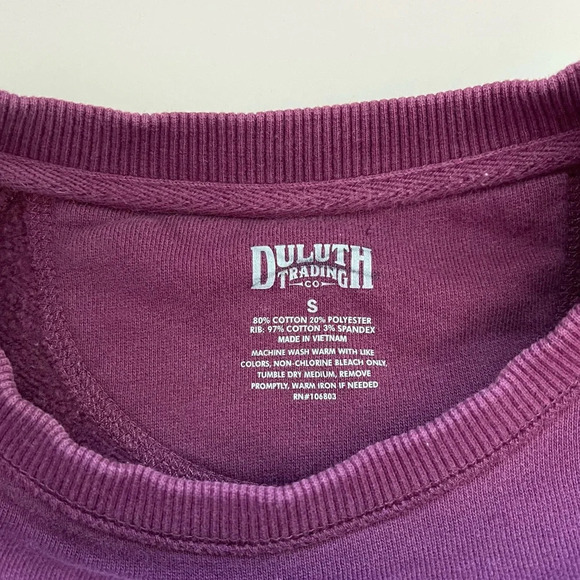 Duluth Trading Purple Zip Pocket Heavyweight Crew Neck Sweatshirt Small Women’s - Picture 9 of 10